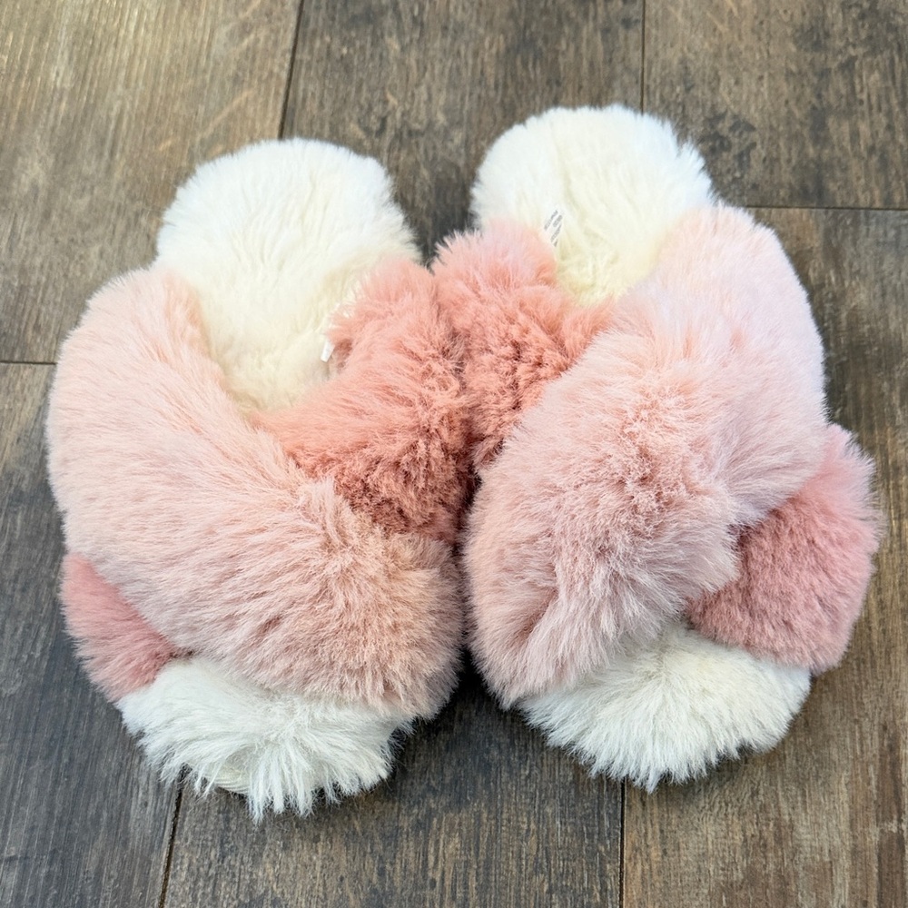 Cozy Pink and White Kids Slippers